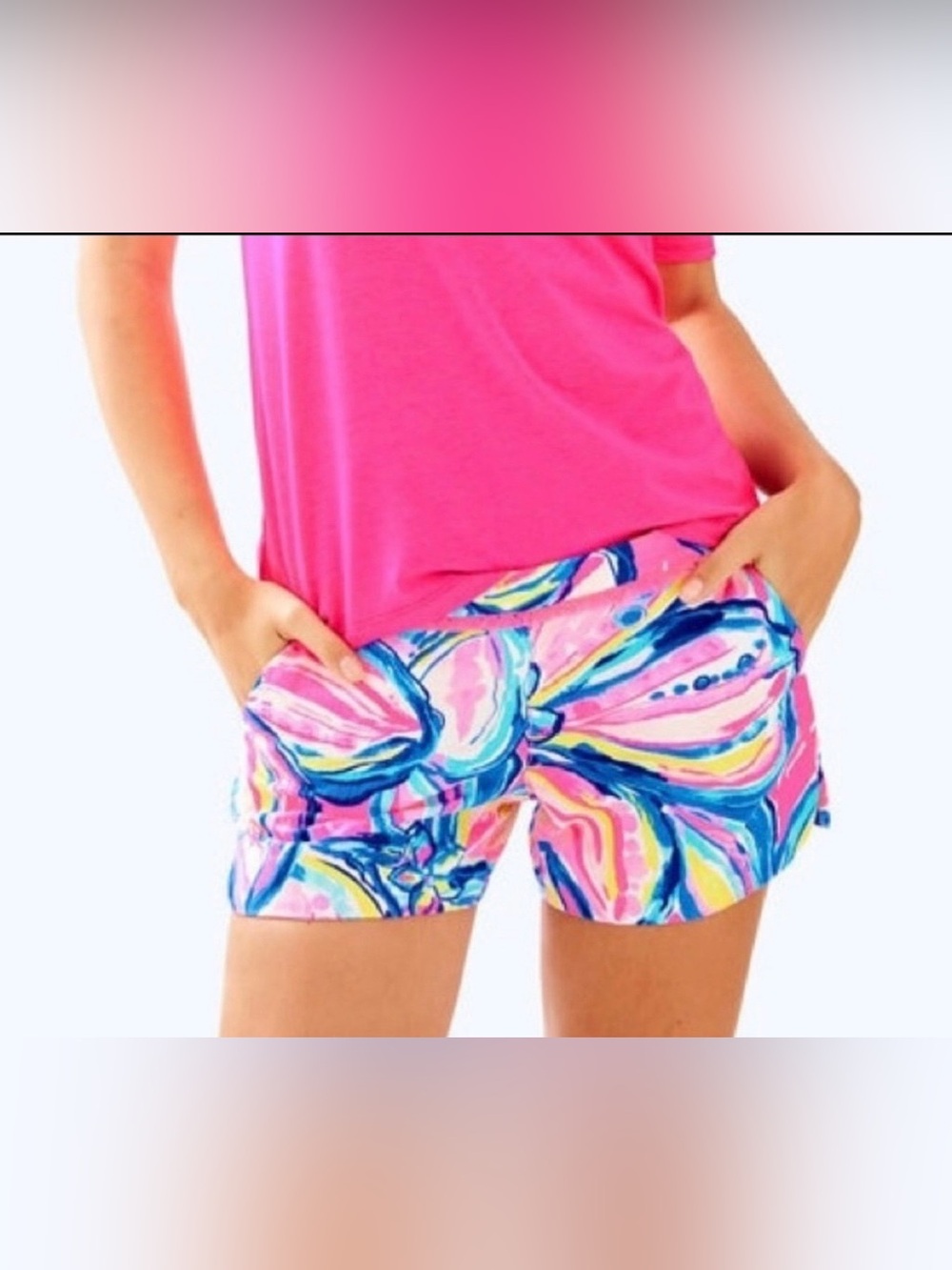 Lilly Pulitzer Adie Pink Sunset Multi-Color Printed Shorts